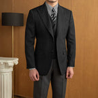 Dark Gray Striped Two-Button Blazer
