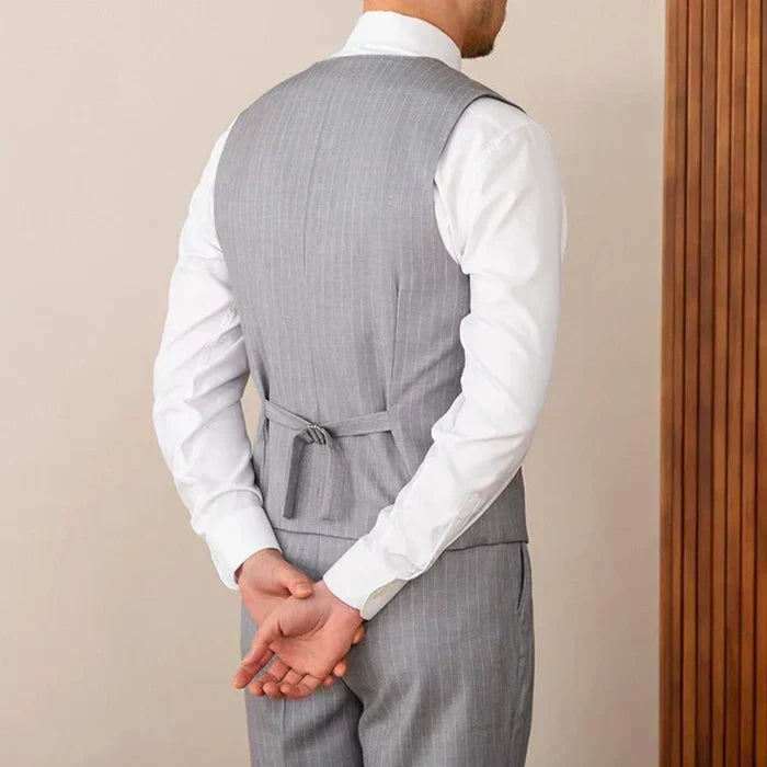 Gray Pinstripe Double-Breasted Vest