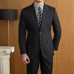 Dark Gray Striped Two Button Suit