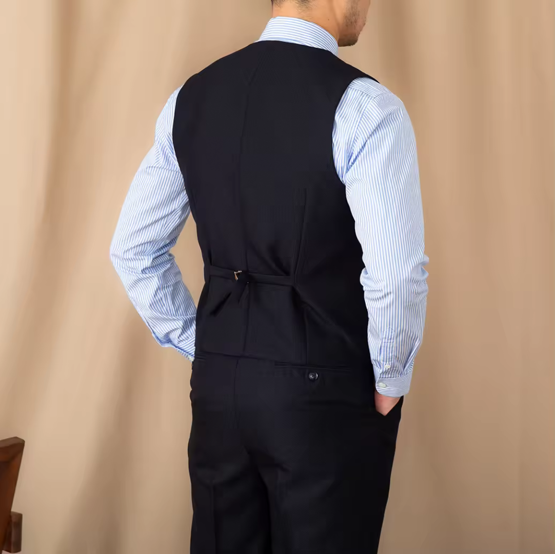 British Black Double-Breasted Vest