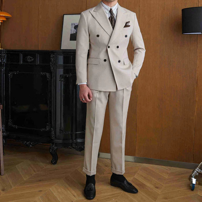 Double-Breasted Italian Suit Marsala
