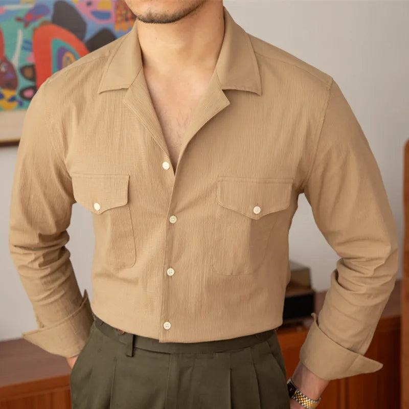 Italian Cuban Collar Shirt LS049