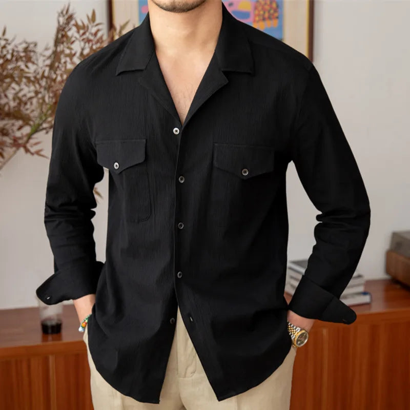 Italian Cuban Collar Shirt LS049