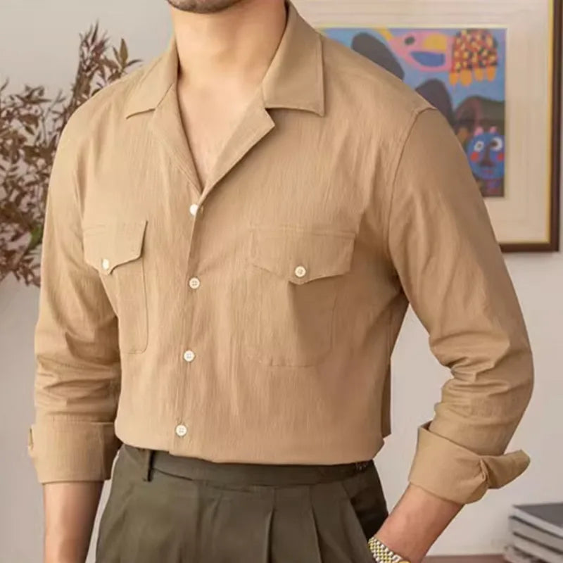 Italian Cuban Collar Shirt LS049