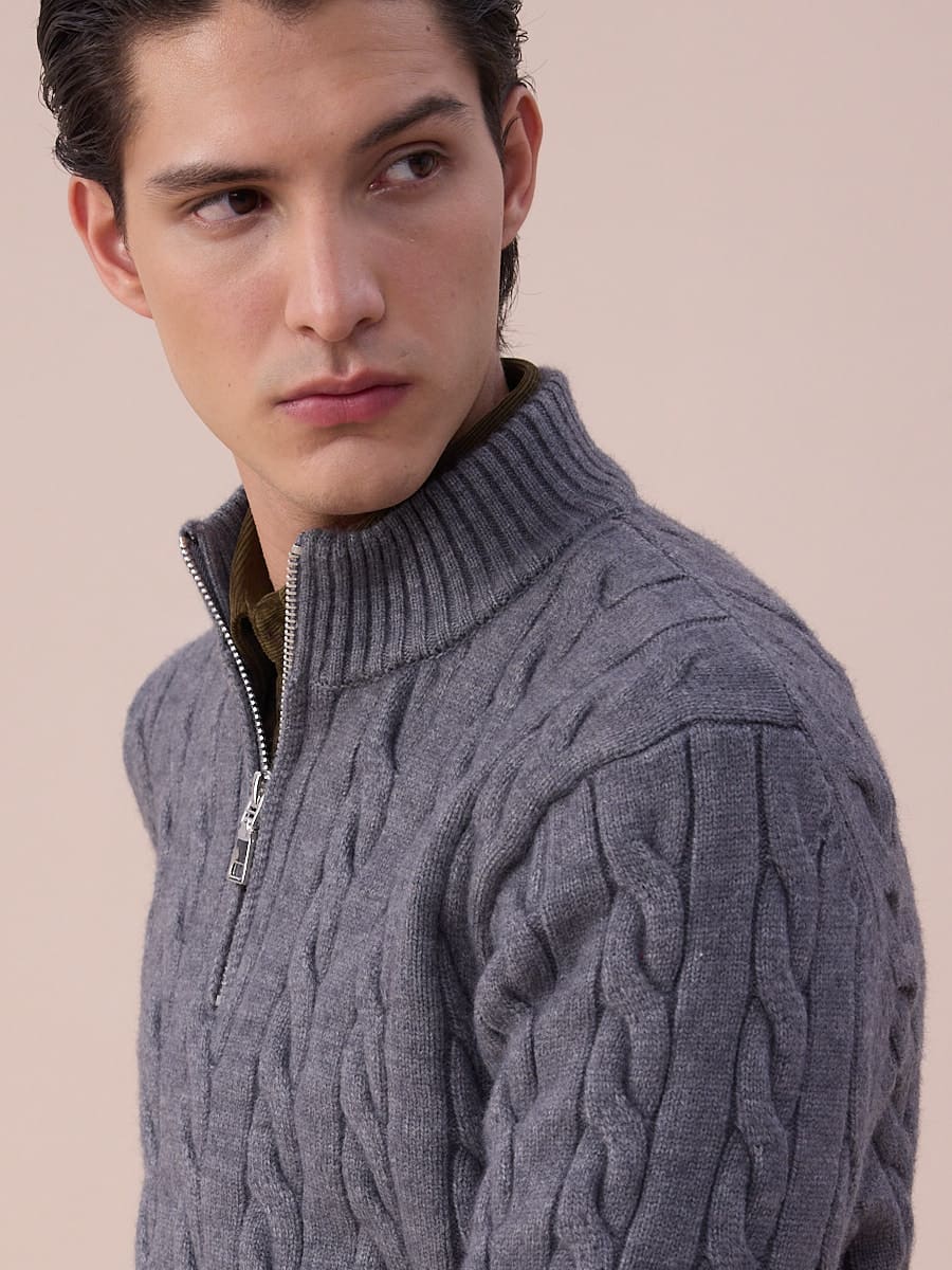 Cable Knit Half-Zip Sweater