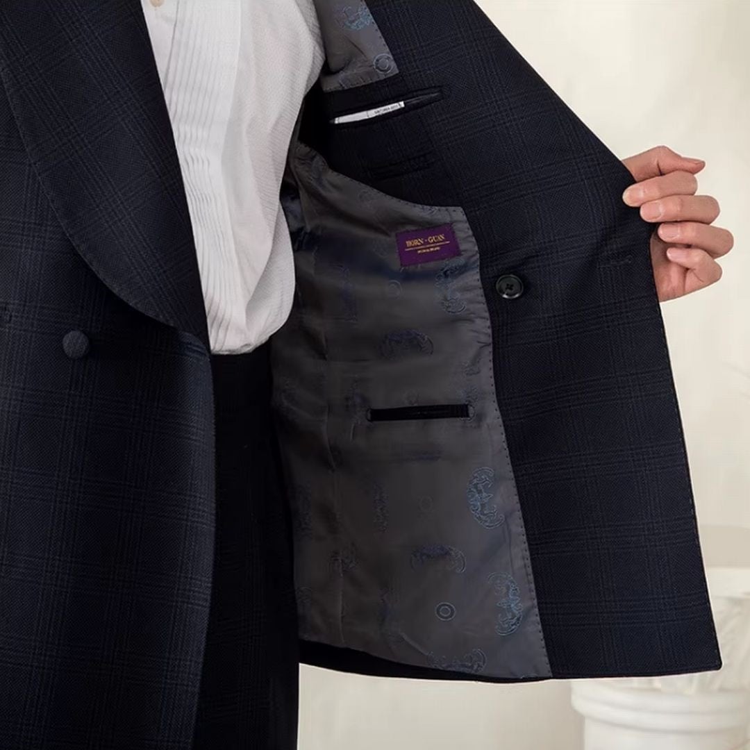 Double Breasted Suit with Black Shawl Lapel