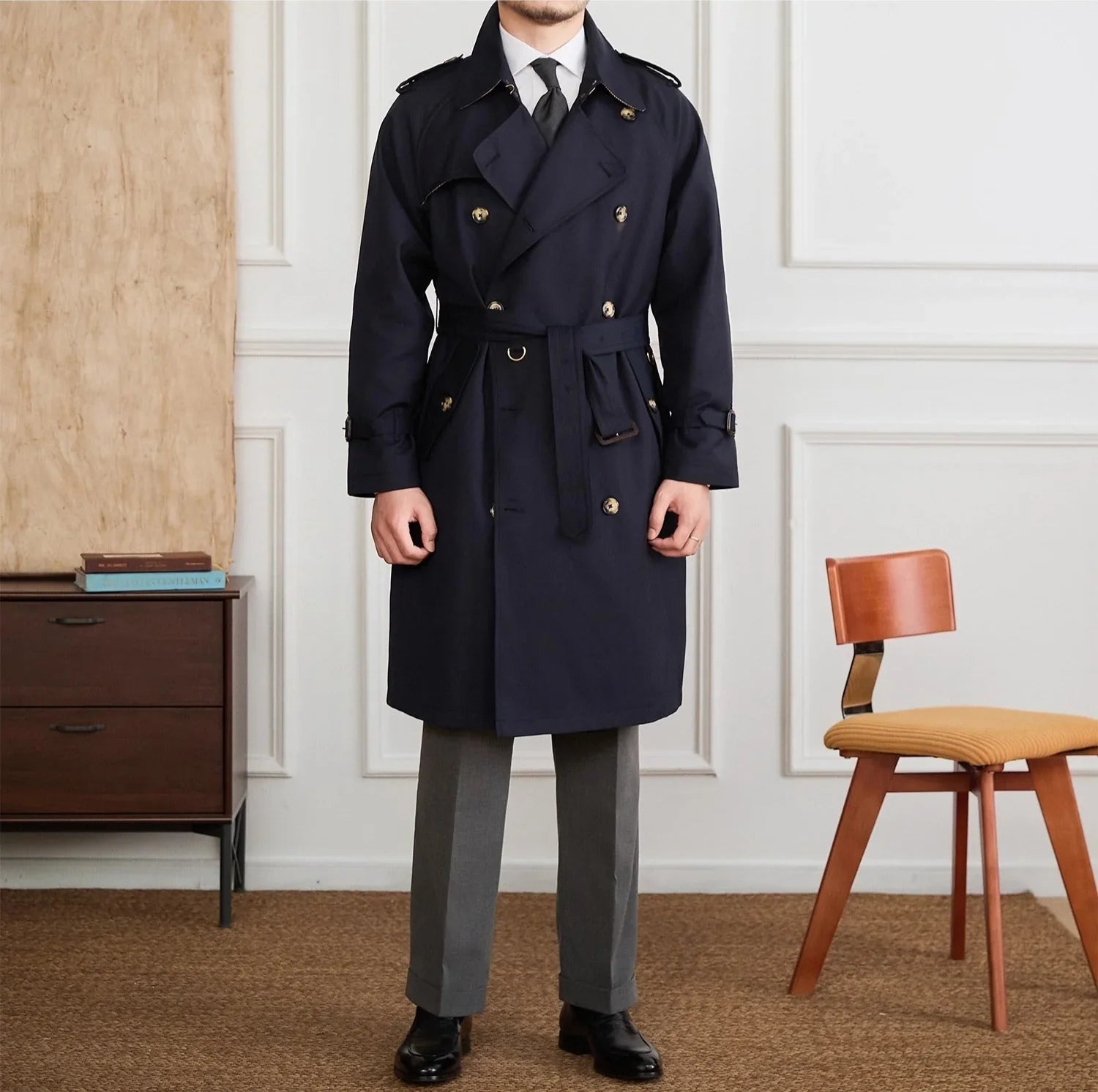 Regents Cotton Blend Double Breasted Trench Coat