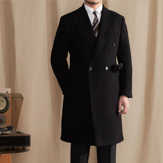 Double Breasted Padua Overcoat Black