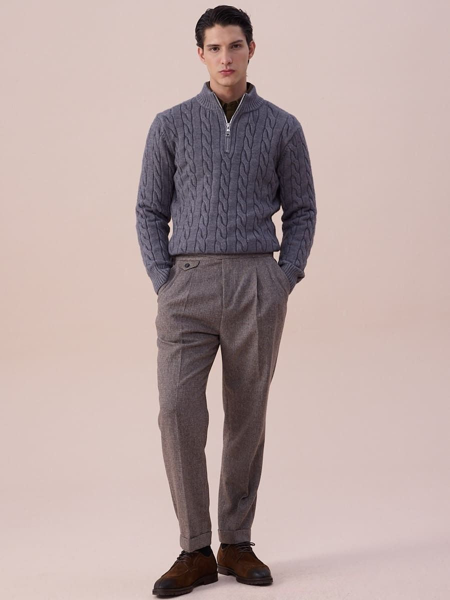 Cable Knit Half-Zip Sweater